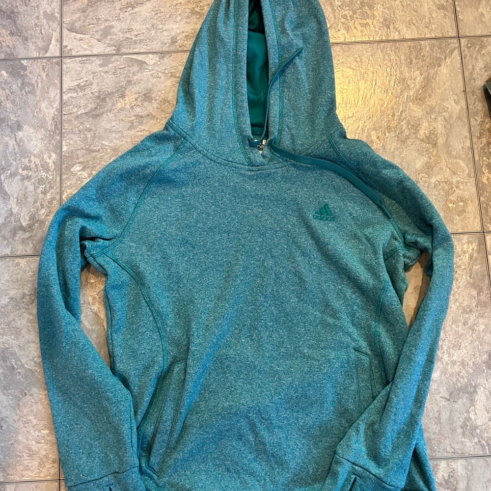Women’s Adidas Clima Warm Fleece Inside Teal Hoodie Size M with Thumb Slits